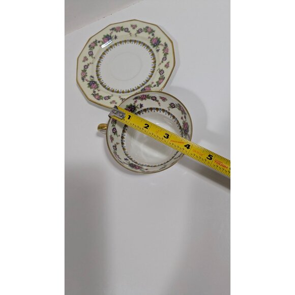 C. Ahrenfeldt Limoges France Cup Saucer Pink & Blue Flowers Gold Trim - Picture 8 of 12